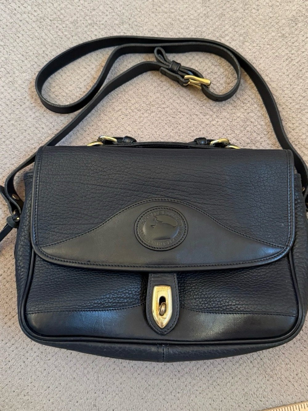 Classic Black Leather Crossbody Satchel
